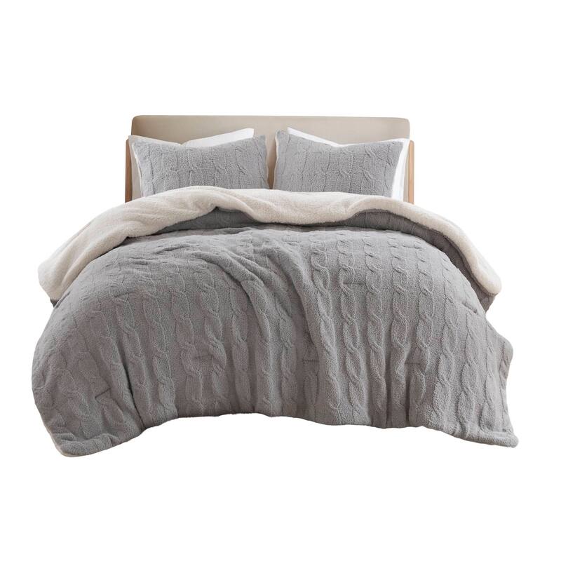 Madison Park Riordan Cable Knit Chenille Comforter Set