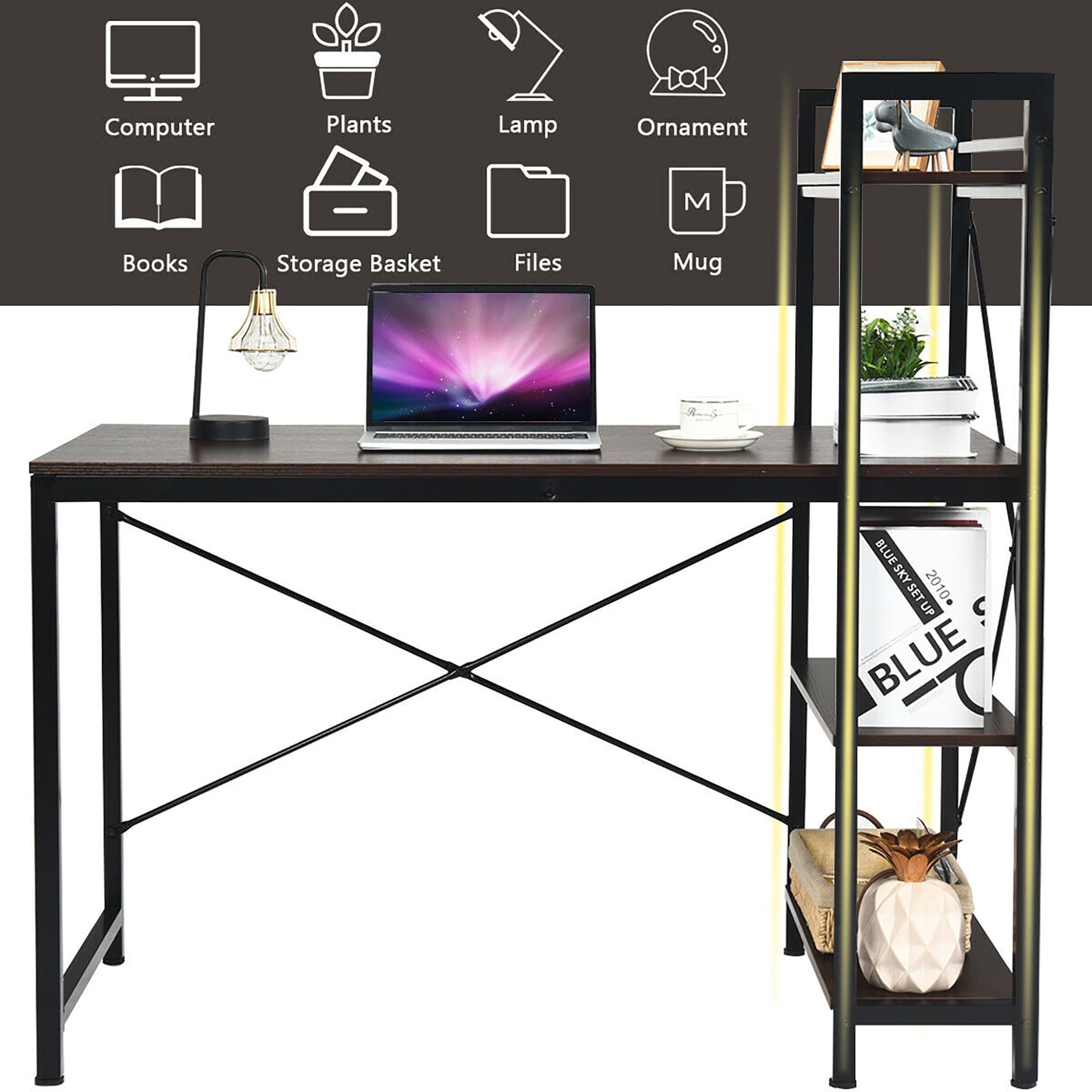 Pc Laptop Desk For Home Office Coavas 41 Inch Computer Desk With Storage Shelves Beech Kids Study Desk Writing Table With Bookshelf For Student Adult Desks Home Kitchen Rayvoltbike Com