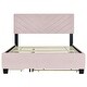 preview thumbnail 1 of 13, Chevron Headboard Queen Bed with Trundle and Storage Drawers, Upholstered Pink - Queen