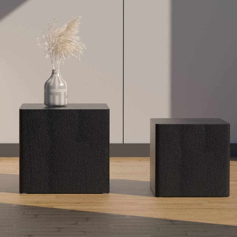 Modern Glam Square Nesting Coffee End Side Table for Living Room(Set of 2)