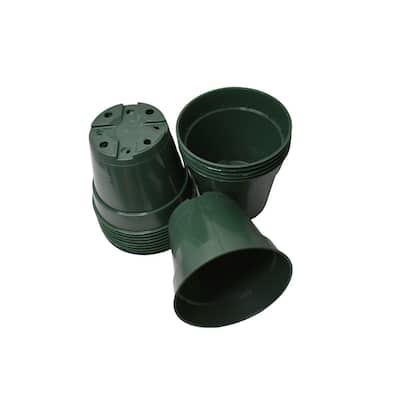4.5-Inch Heavy-Duty Green Round Nursery Pots Set of 10