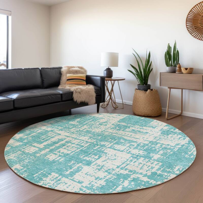 Premium Washable Super Soft Abstract Pixel Mayfield Rug - Aqua - 8' x 8'