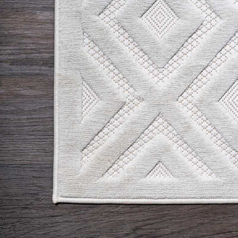 JONATHAN Y Ankara Neutral Diamond Trellis Indoor/Outdoor Area Rug