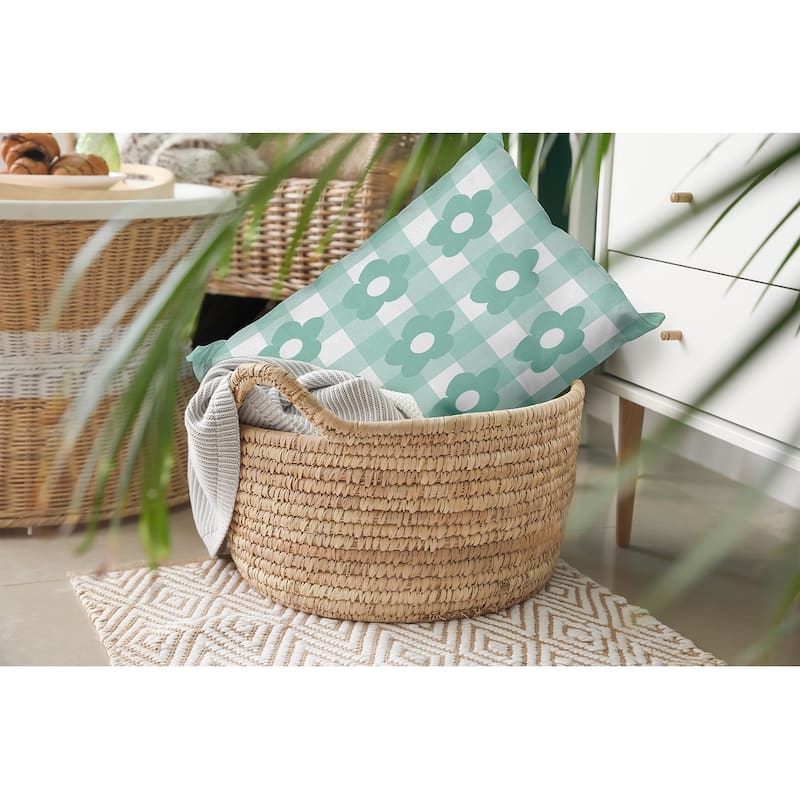 Flowers on Gingham Decorative Throw Pillow