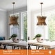 preview thumbnail 10 of 15, 16" Retro Brass Wood Hourglass 4-Light Chandelier Geometric Metal Adjustable Pendant Light for Foyer