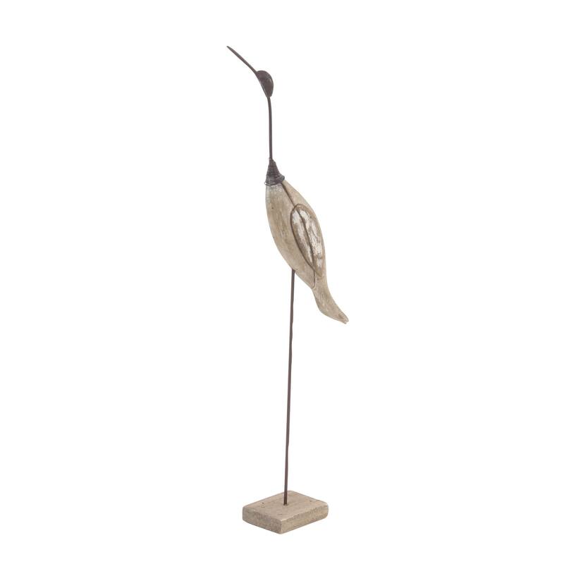 Brown Wood Bird Decorative Sculpture (Set of 2)