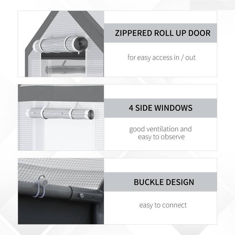 UV-Resistant Plant Nursery Shed with Roll-Up Windows & Zippered Doors, Air Vents, Tear-resistant Garden Shed Greenhouse