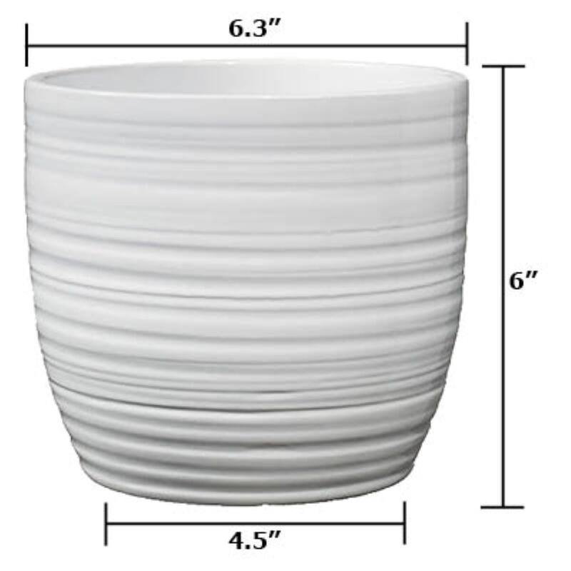 6.3" Ceramic Bergamo Indoor Plant Pots - White or Red