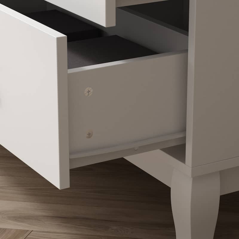 6 Drawer 47.2'' W Double Dresser Black/White Lacquer Chest Storage