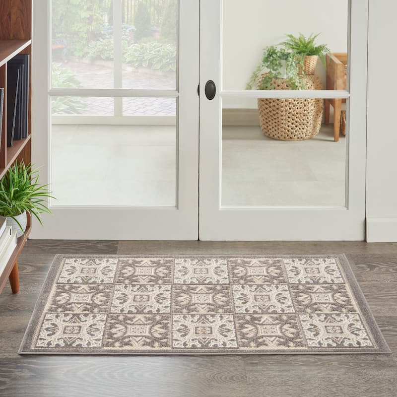 Nourison Aloha Indoor/outdoor Grey Geometric Area Rug