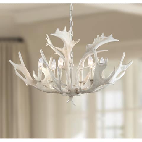 SAFAVIEH Lighting Birch Adjustable 6-light White Antler Chandelier - 30" x 30" x 24.25-96.25"
