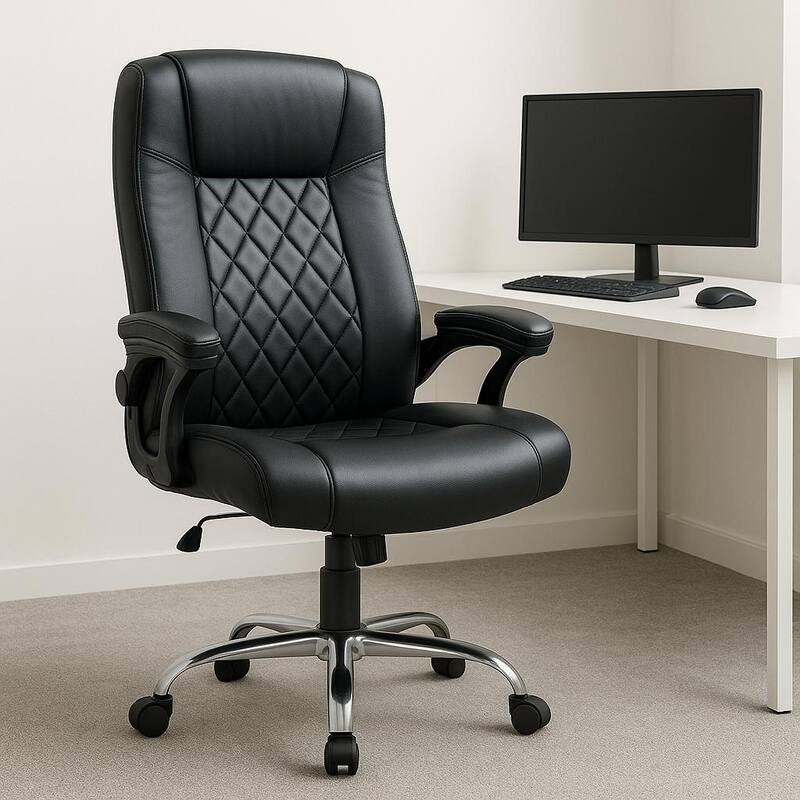 Executive Office Chair w/ Flip-Up Arms & Lumbar Support