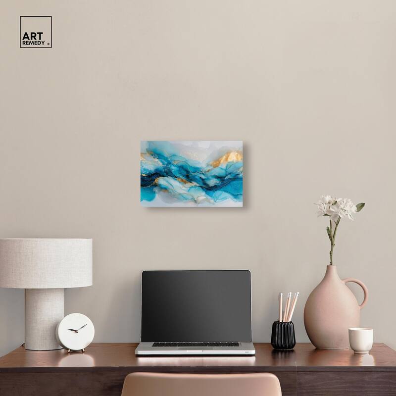 Ethereal Blue and Gold Canvas by Art Remedy, Gallery Wrapped