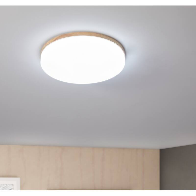 Modern Beige 1-Light Circle LED Flush Mount Ceiling Lighting Fixture