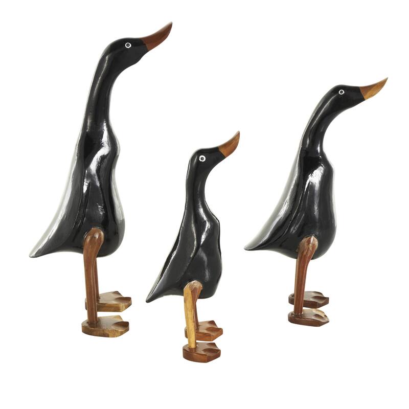 Wood Duck Decorative Sculpture with Brown Accents - Set of 3 Black - Roche River Decor