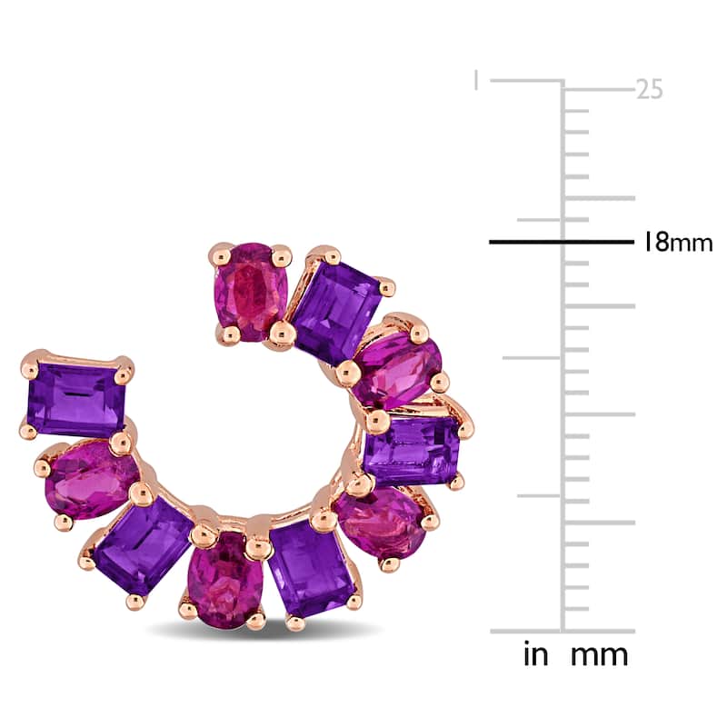 Miadora Multi-Gem Curved Stud Earrings Sterling Silver