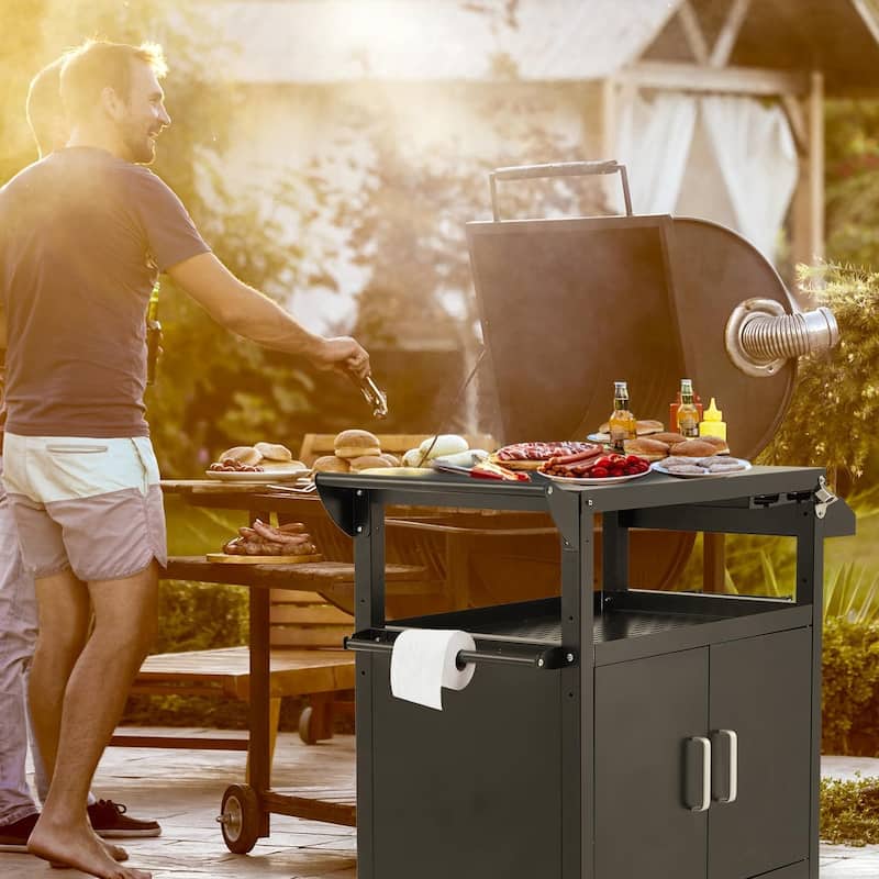 AECOJOY Outdoor Grill Cart Kitchen Storage Cabinets for Patio