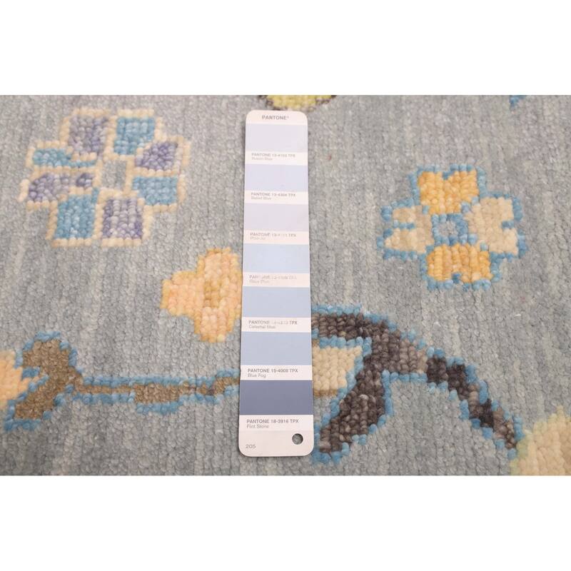 ECARPETGALLERY Hand-knotted Modern Oushak Grey, Light Denim Blue Wool Rug - 9'1 x 11'11