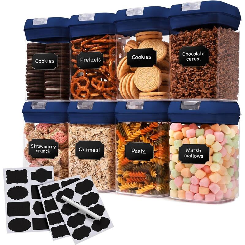 Cheer Collection Set of 8 Uniform Size Airtight Food Storage Containers