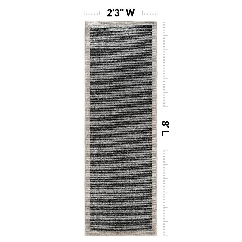 Modern Geometric Stripe Bordered Area Rug for Living Room, Bedroom, or Entryway - Low Pile Indoor Rug