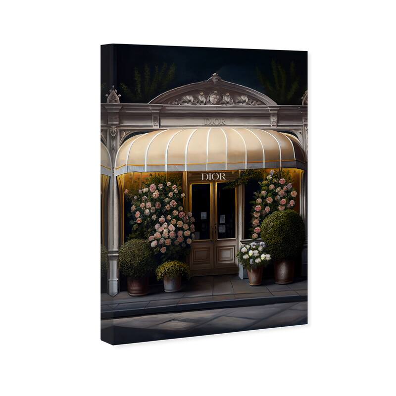 Wynwood Studio Fashion and Glam Paris Store III Gold and Traditional Wall Art Canvas Print