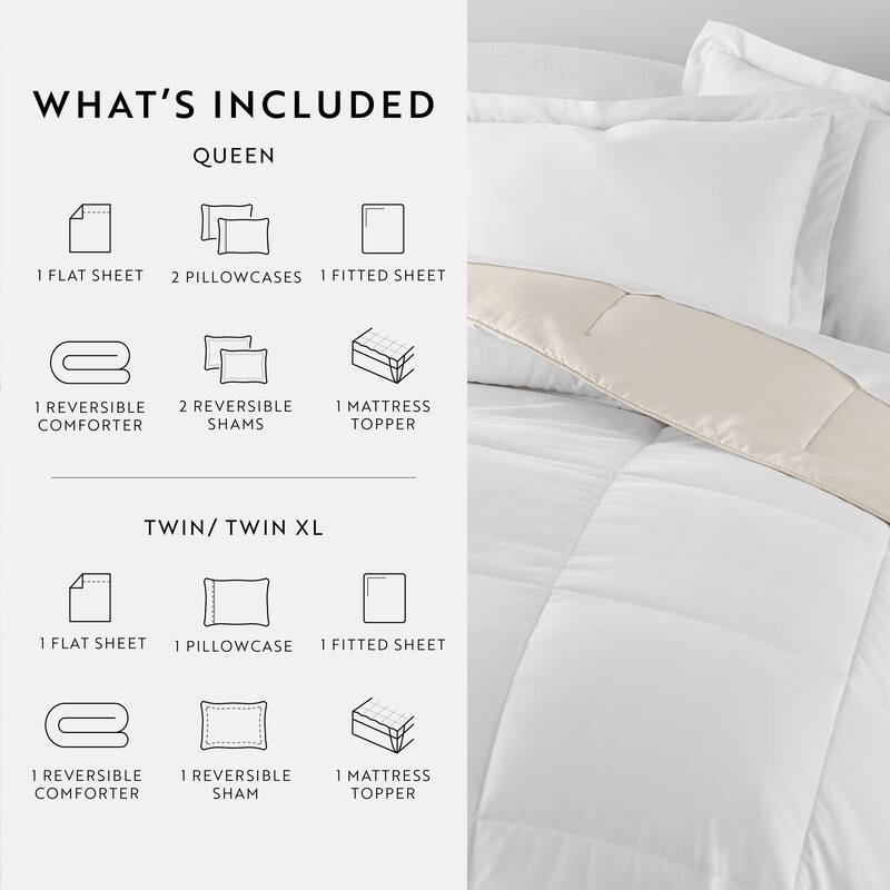 Simply Essential Dorm In A Bag Comforter, Sheet Set and Mattress Pad