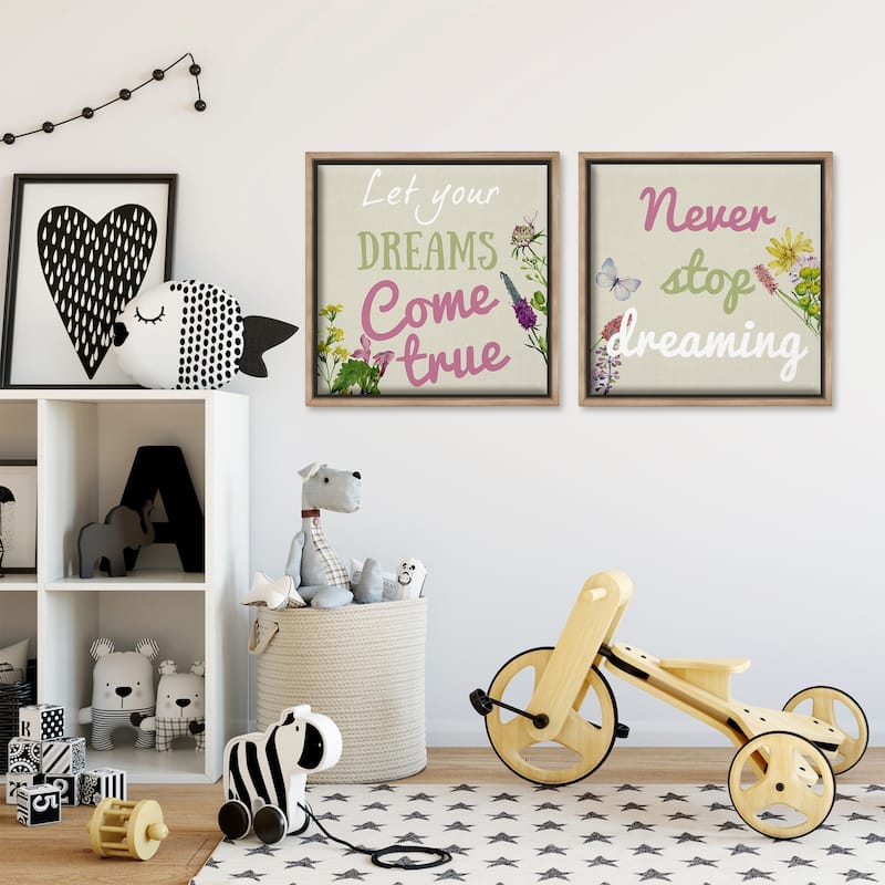 Stupell Motivational Dream Sentiments Framed Floater Canvas Wall Art Design By Kim Allen (Set of 2)