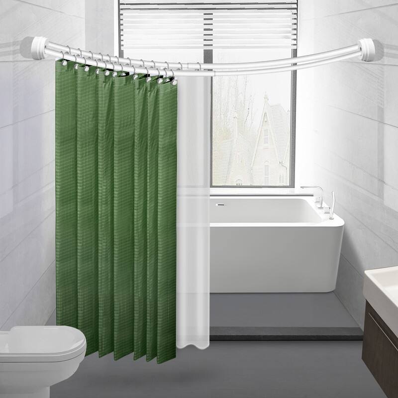 Utopia Alley Rustproof Wall Mounted Aluminum Double Curved Shower Curtain Rod, Screw Mount Rod, Adjustable Rod from 45" to 72"