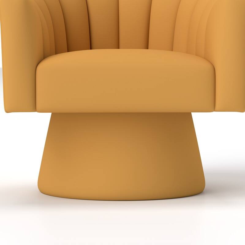 SEYNAR Modern Glam Velvet Upholstered Round Swivel Accent Arm Barrel Chair for Living Room