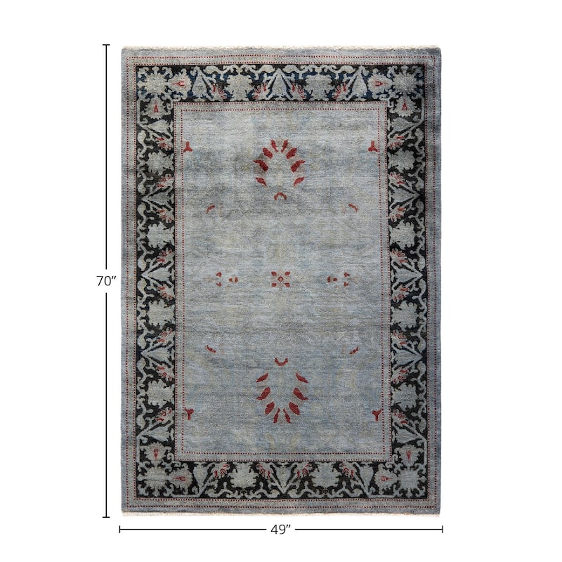 Vibrance, One-of-a-Kind Hand-Knotted Area Rug - Gray, 4' 1" x 5' 10" - 4' 1" x 5' 10"