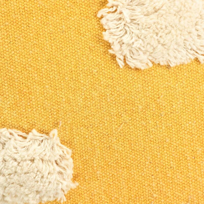 Textured Pom Pom Polka Dot Throw Pillow - 20" - Yellow and White