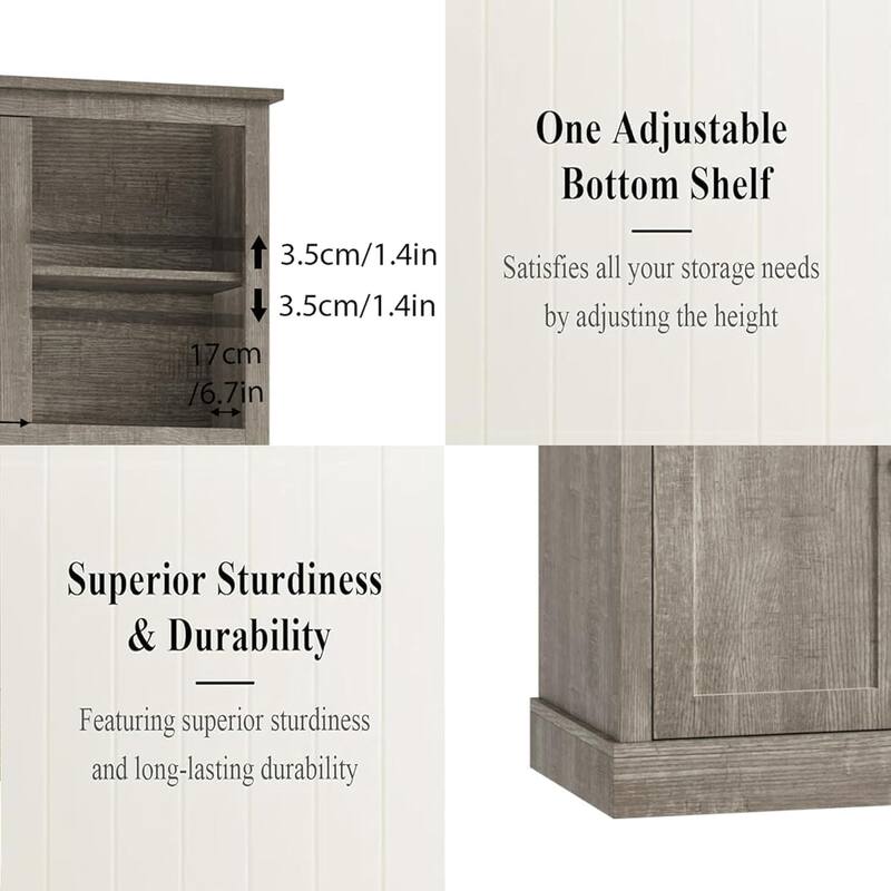 Freestanding Kitchen Pantry Cabinet with Drawers and Adjustable Shelves for Dining Room