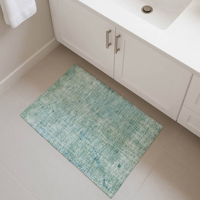 Premium Washable Super Soft Casual Imprints Mayfield Rug - Teal - 1'8" x 2'6"