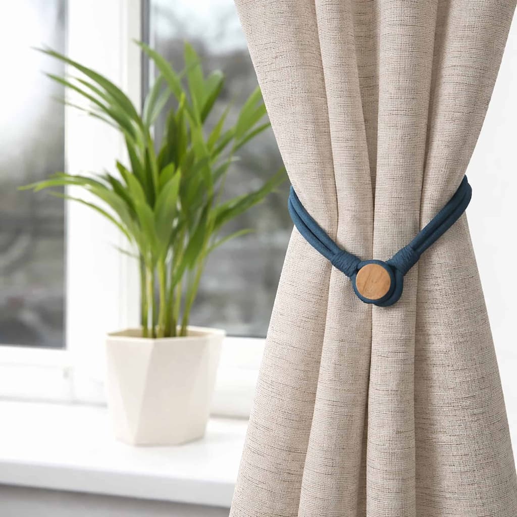 Magnetic Curtain Tiebacks Double Braided Cord with Wooden Tips