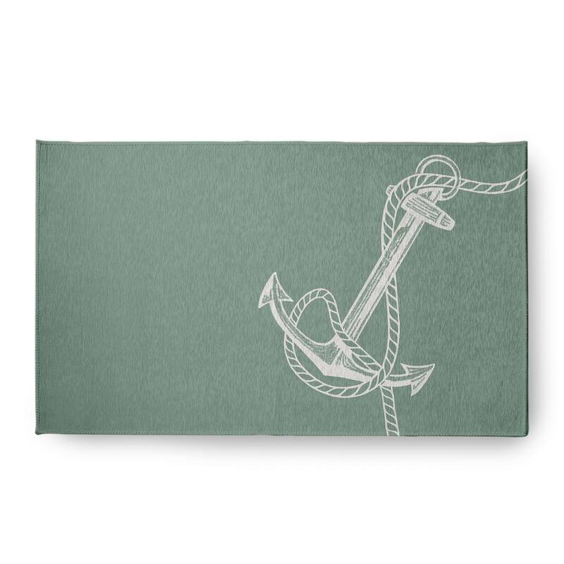 Anchored Nautical Chenille Rug - Sage - 18" x 30"