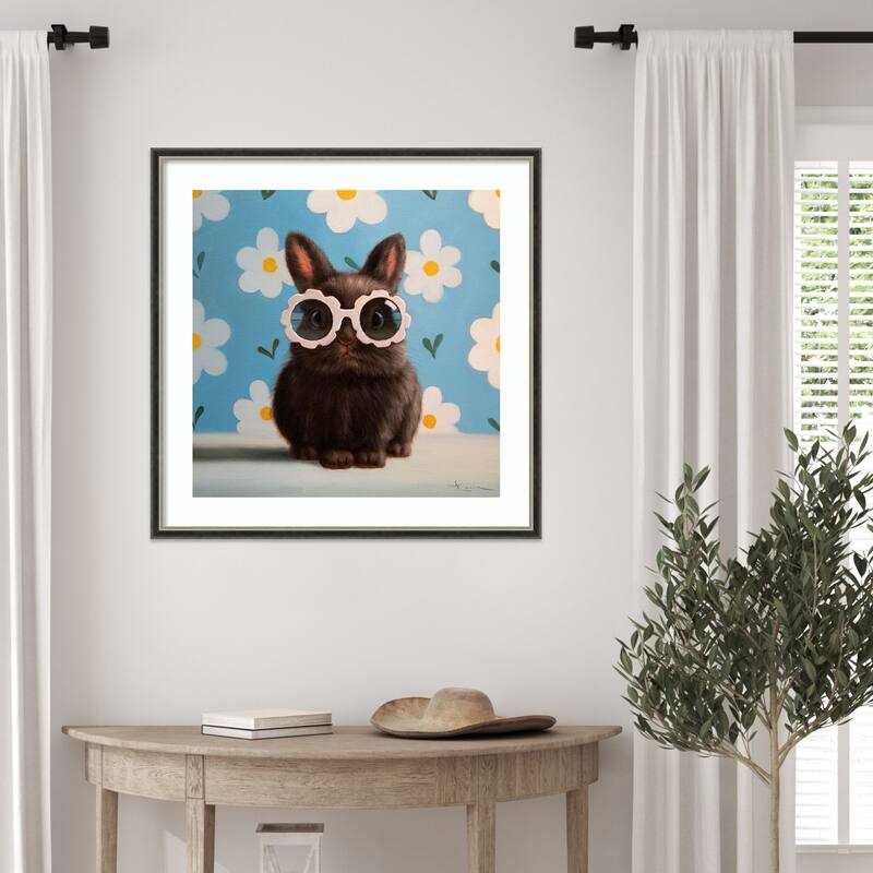 Flower Child by Lucia Heffernan Wood Framed Wall Art Print - Theo Black Silver Narrow