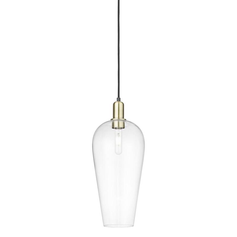Innovations Lighting 716-1P-20-8 Chelsea Pendant Chelsea 8" Wide Mini - Black Antique Brass / Clear Deco Swirl