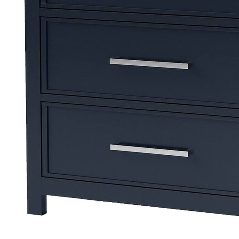 Tela Tall Dresser Chest, 5 Drawers, Metal Handles, Blue Solid Pinewood