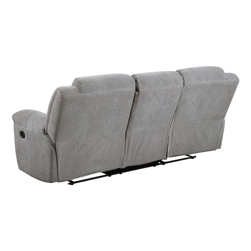 Chenille Upholstered Manual Reclining Sofa with Pillow-top Arm in Grey