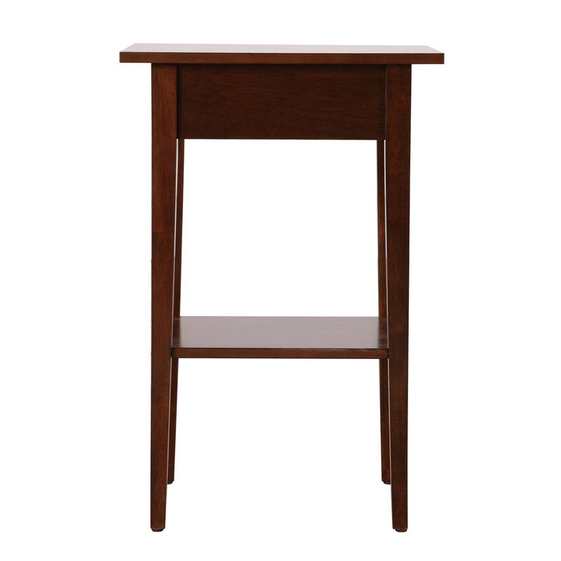 1-Drawer Cappuccino Nightstand with Open Shelf, 28 Inch Ready to Assemble Wood Bedside Table