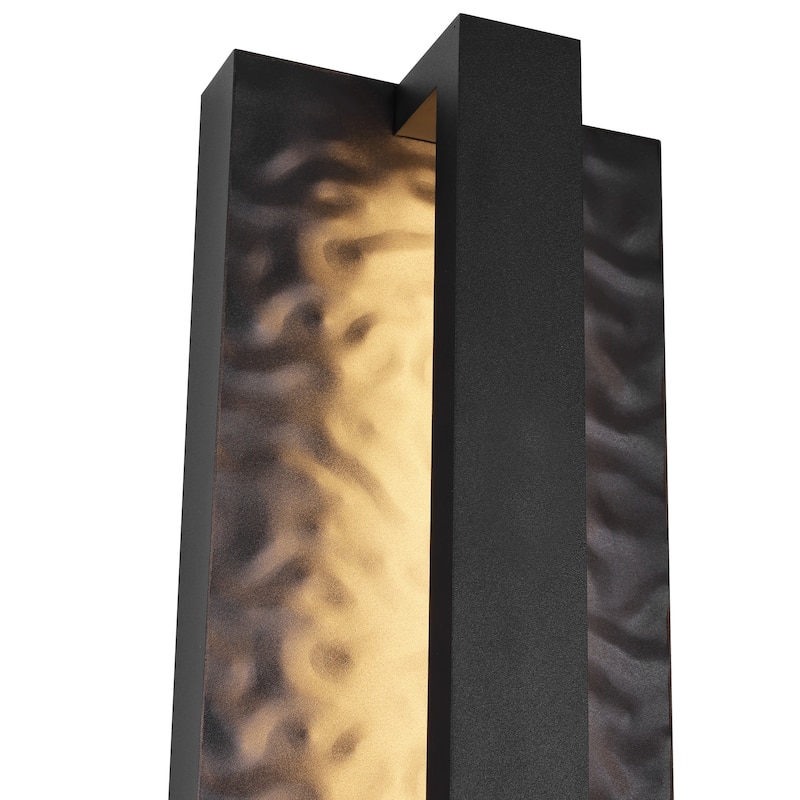 Outdoor LED Wall Light Handmade Textured Linear Black Wall Sconces