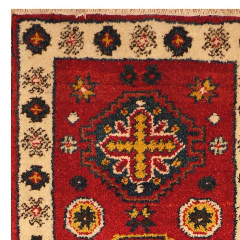 Handmade One-of-a-Kind Kazak Wool Rug (India) - 2' x 4'
