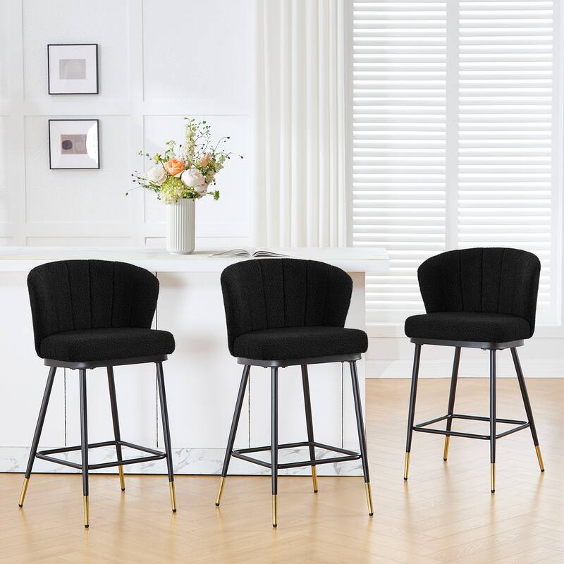 26" Boucle Fabric Counter Height Bar Stools, Set of 2/3/4 - 35.83"H x 22"W x 20.28"D