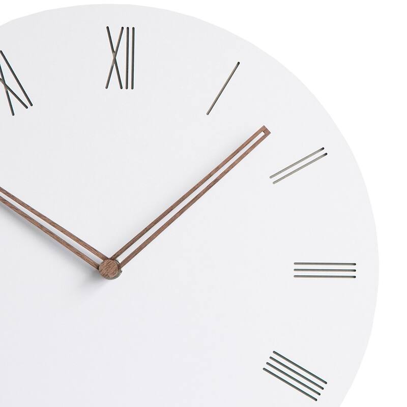 Curata Minimal White with Rose Roman Numerals and Hands Quartz Wall Clock
