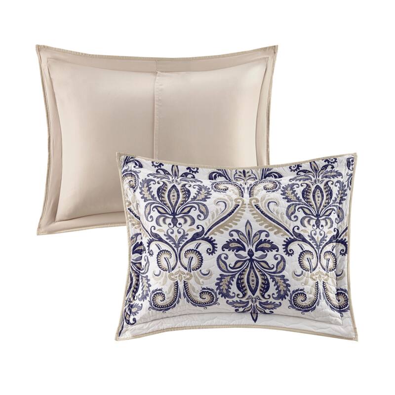 Madison Park Cardiff 6 Piece Reversible Quilt Set with Throw Pillows