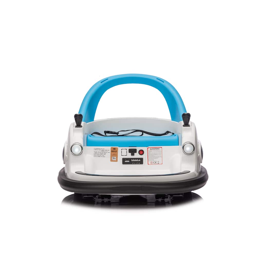 White Kids Bumper Car Ride-On Bumper Car with Remote Control, Battery Powered Electric Car with LED Lights