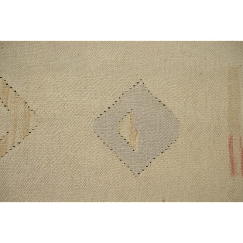 Hand Woven Oriental 100% Wool Carpet Southwestern Tribal Beige & Ivories Kilim Area Rug - 11' 11'' X 9' 0''
