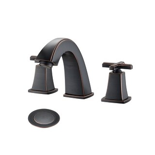 Classic Cross Handle Widespread Bathroom Faucet with Drain Assembly ...