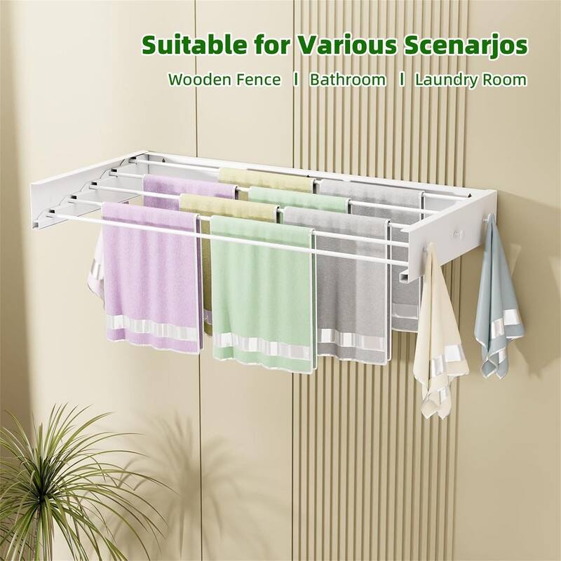 Wall Mounted Drying Rack - 5 Rods, 31.5" Wide