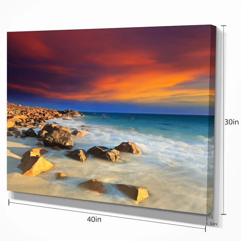 Beach with Stones on Foreground - Extra Large Seascape Art Canvas
